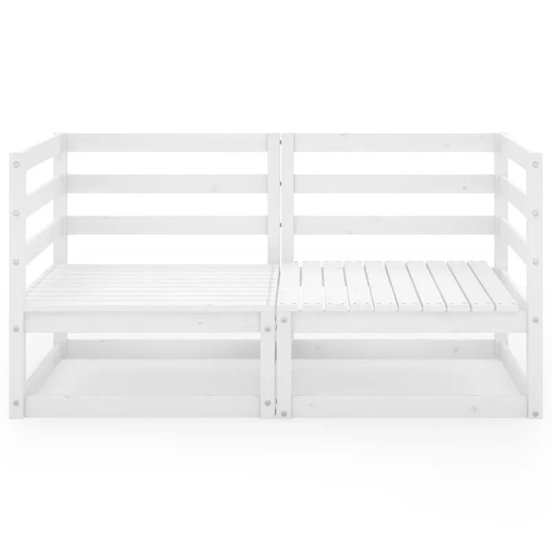 Dvivietė sodo sofa, baltos spalvos, pušies medienos masyvas
