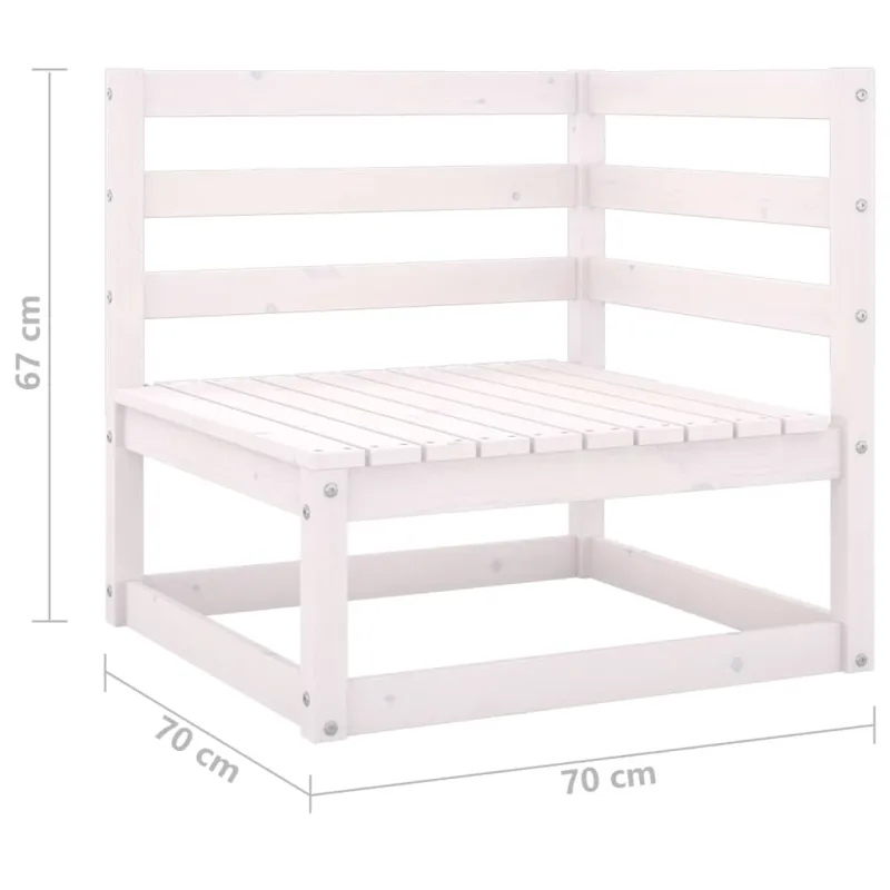 Dvivietė sodo sofa, baltos spalvos, pušies medienos masyvas