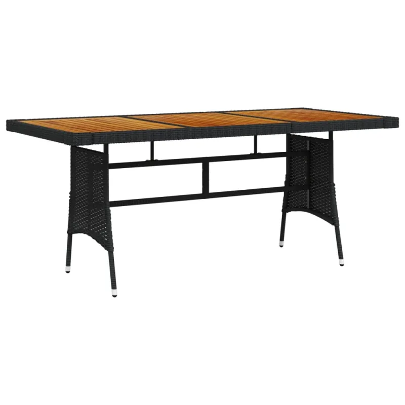 Sodo pöytätaso, musta, 160x70x72 cm, polyrattani ja akasia