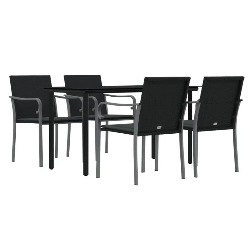 Sodo komplekti 5 osaa, pehmusteet, polyrattana / teräs
