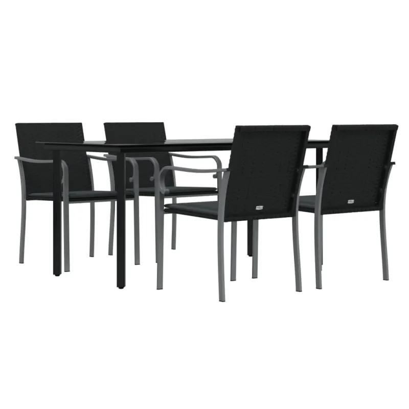 Sodo komplekti, 5 osaa, pehmusteilla, polyrattana/teräs