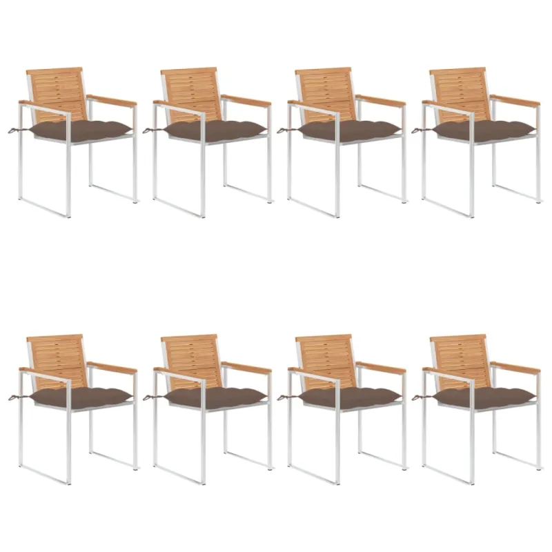Sodo kėdės su pagalvėlėmis, 8vnt., tikmedžio medienos masyvas