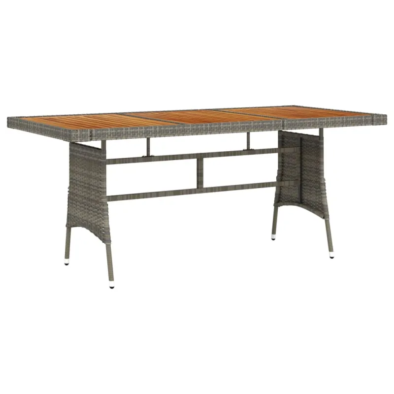 Sodo pöytätaso, harmaa, 160x70x72cm, polyrattani ja akasia
