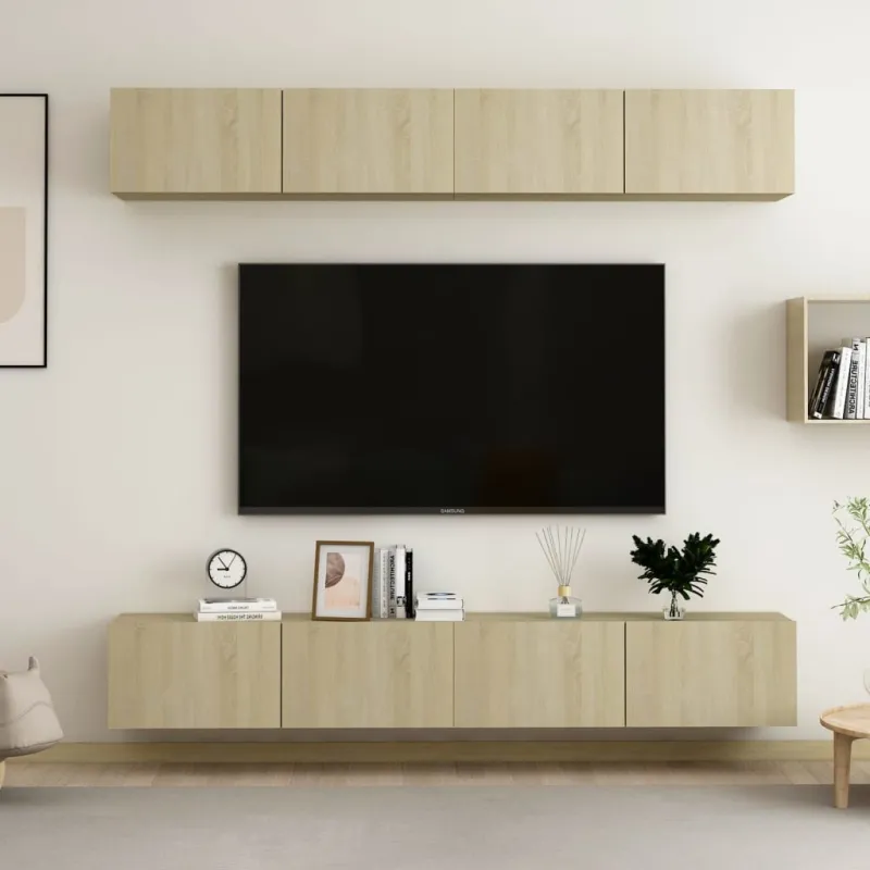 Televizoriaus spintelės, 4vnt., ąžuolo, 100x30x30cm, mediena