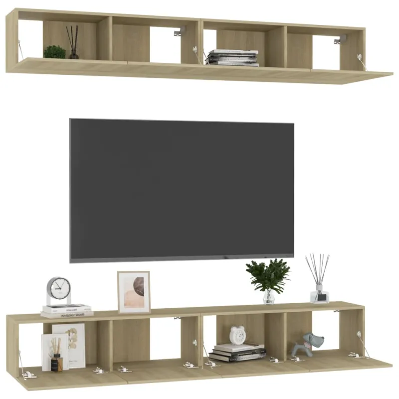 Televizoriaus spintelės, 4vnt., ąžuolo, 100x30x30cm, mediena