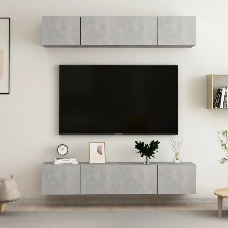 Televizoriaus spintelės, 4vnt., betono, 80x30x30cm, mediena