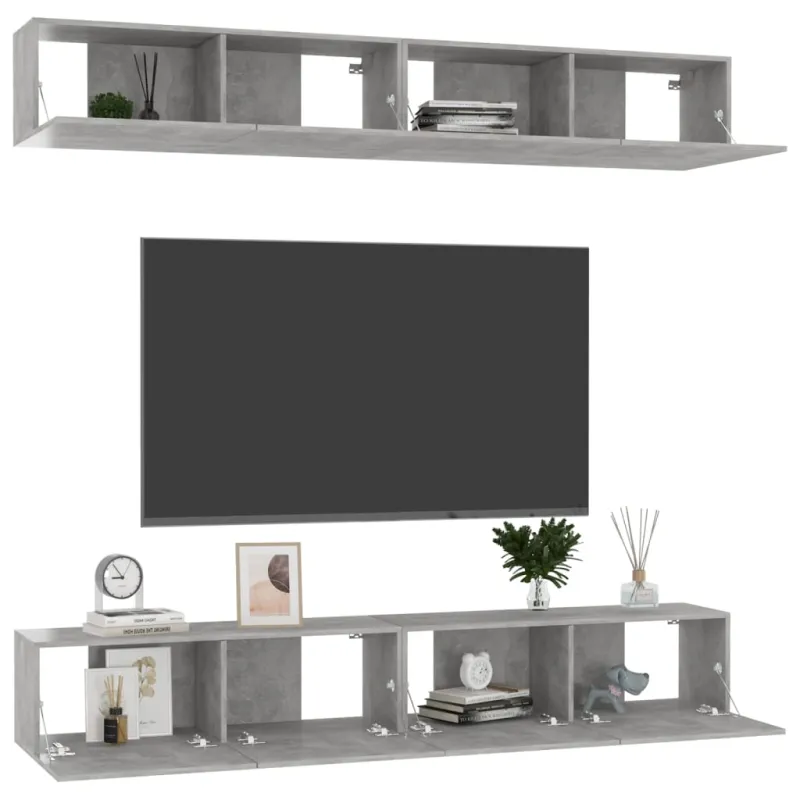 Televizoriaus spintelės, 4vnt., betono, 100x30x30cm, mediena