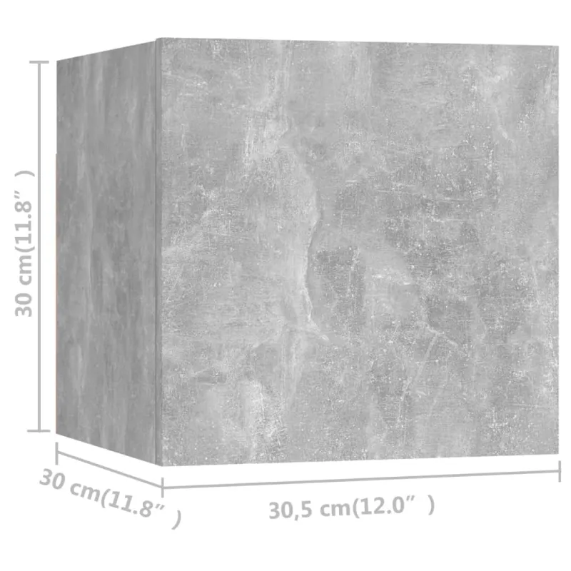 Sieninės televizoriaus spintelės, 8vnt., pilkos, 30,5x30x30cm