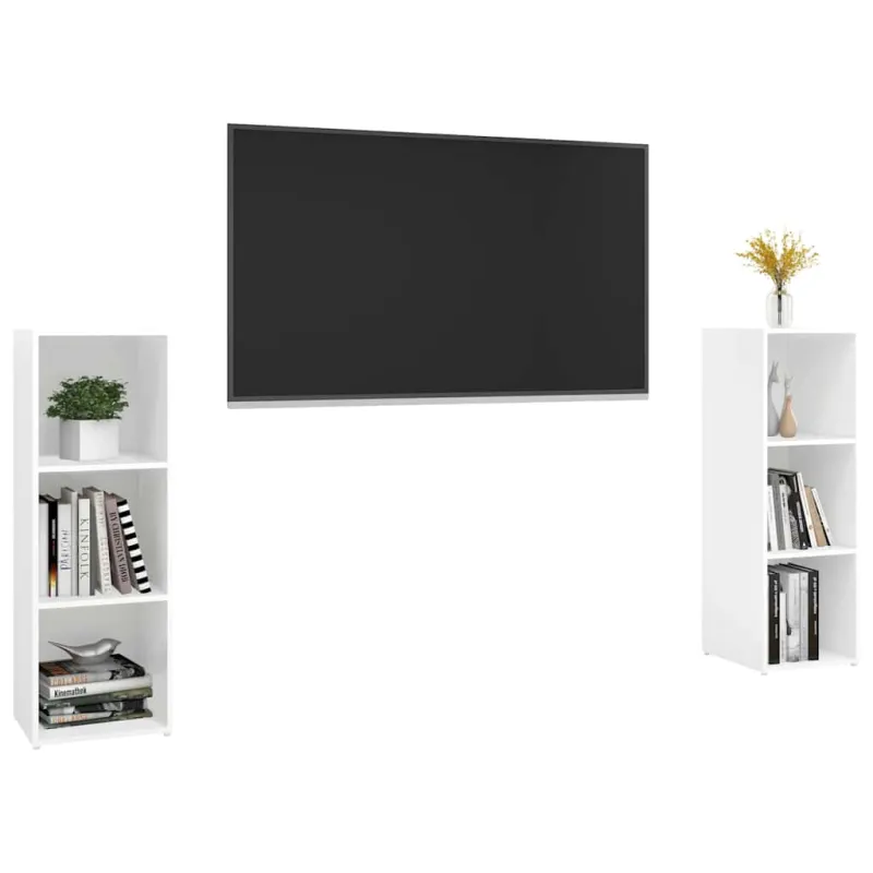 Televizoriaus spintelės, 2vnt., baltos, 107x35x37cm, MDP