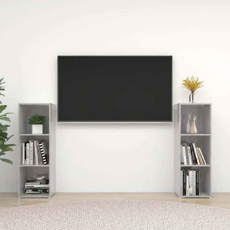 Televizoriaus spintelės, 2vnt., pilkos, 107x35x37cm, MDP