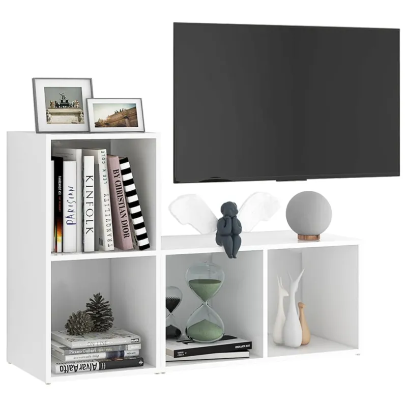 Televizoriaus spintelės, 2vnt., baltos, 72x35x36,5cm, mediena