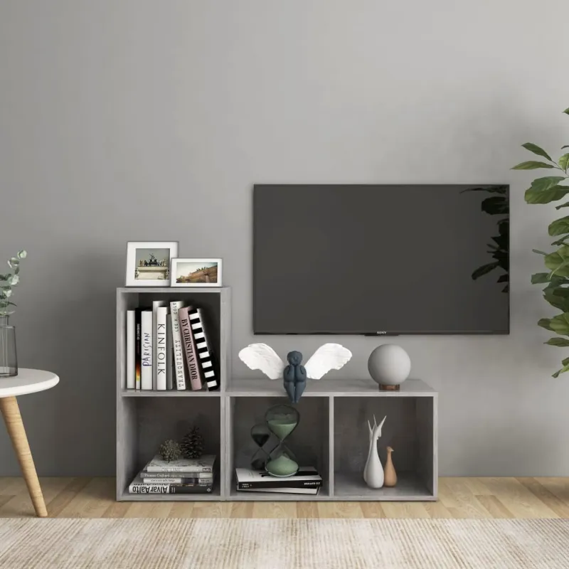 Televizoriaus spintelės, 2vnt., betono, 72x35x36,5cm, mediena