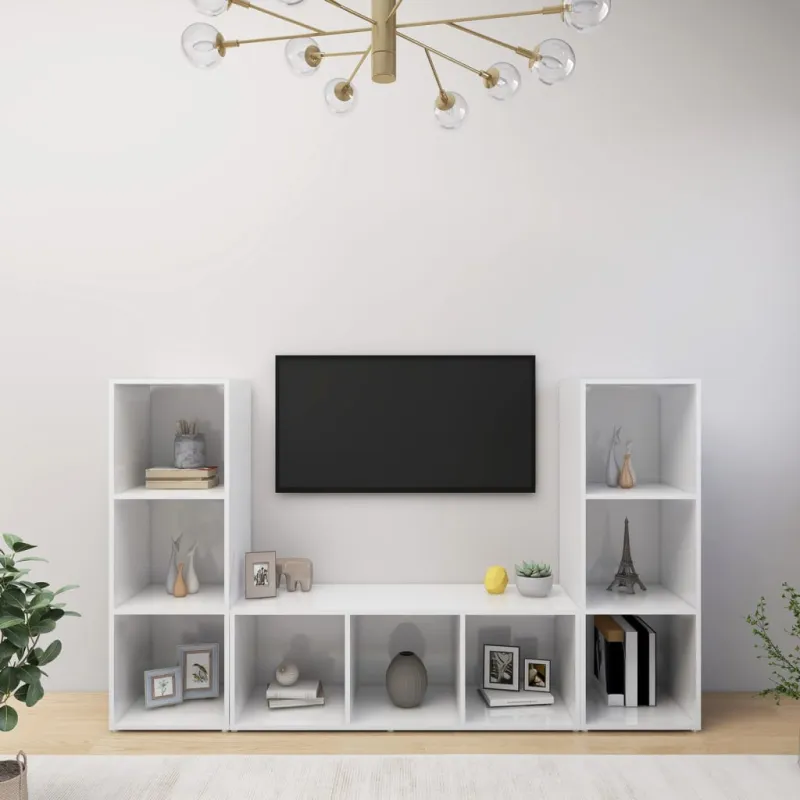 Televizoriaus spintelė | 3 pcs 37 x 35 x 107.5 cm