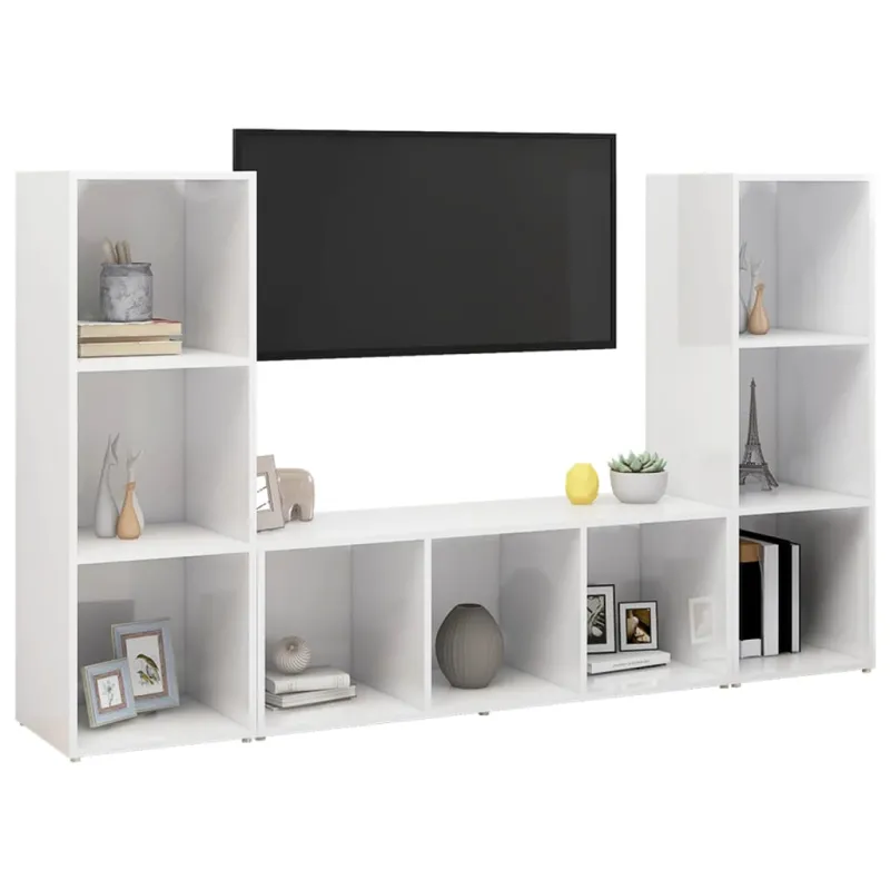 Televizoriaus spintelė | 3 pcs 37 x 35 x 107.5 cm