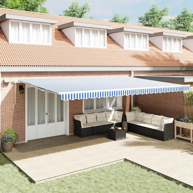 Ištraukiama markizė Mėlyna ir balta 600 × 300 cm