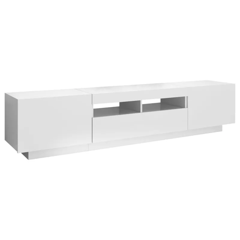 Televizoriaus spintelė su LED apšvietimu, balta, 180x35x40cm