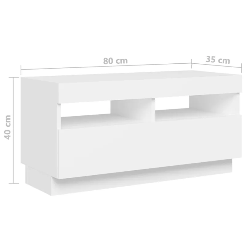 Televizoriaus spintelė su LED apšvietimu, balta, 180x35x40cm