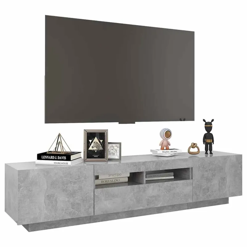 Televizoriaus spintelė su LED, betono pilka, 180x35x40cm