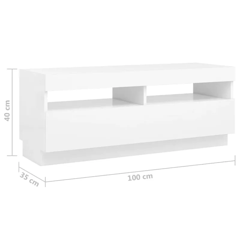 Televizoriaus spintelė su LED apšvietimu, balta, 300x35x40cm