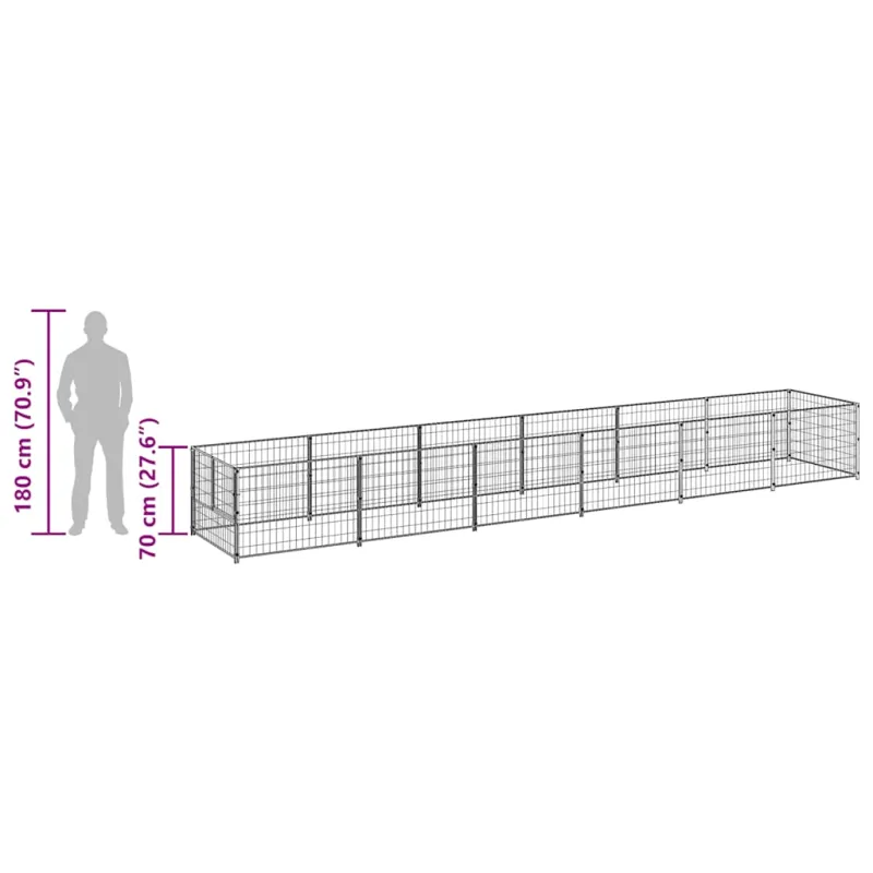 Voljeras šunims, juodos spalvos, 6m², plienas