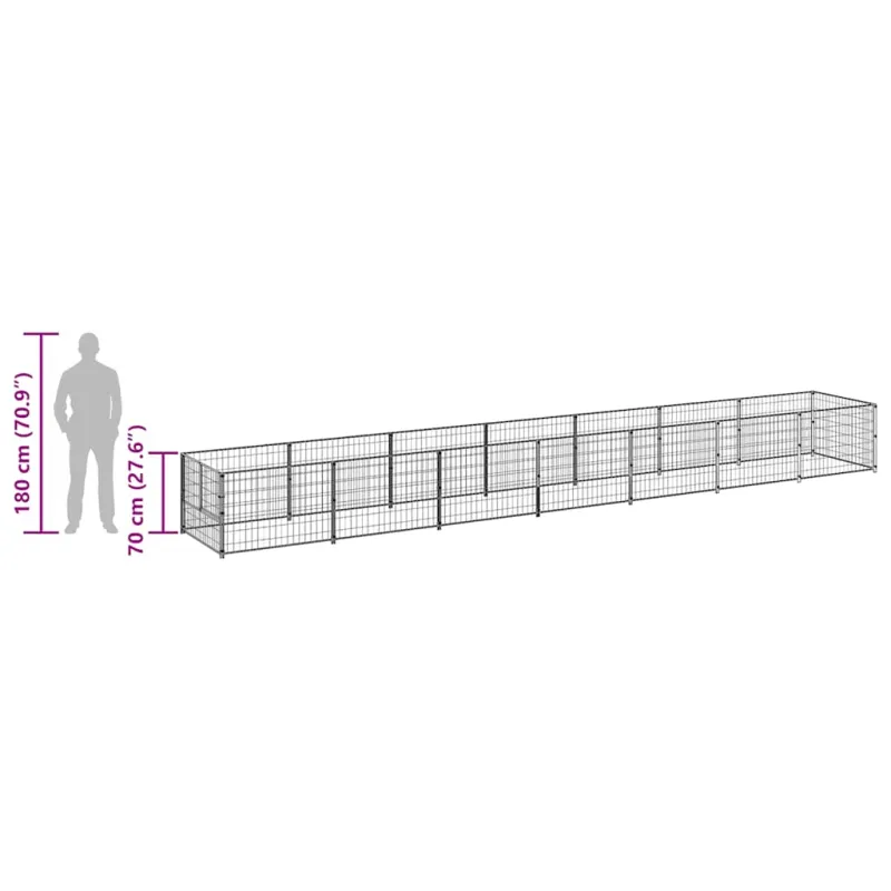 Voljeras šunims, juodos spalvos, 7m², plienas