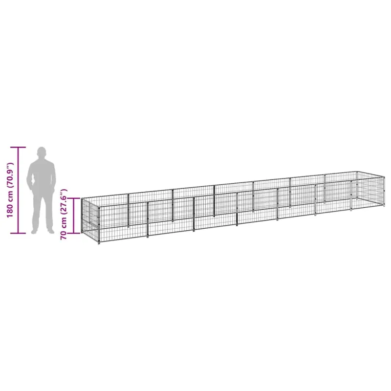 Voljeras šunims, juodos spalvos, 8m², plienas