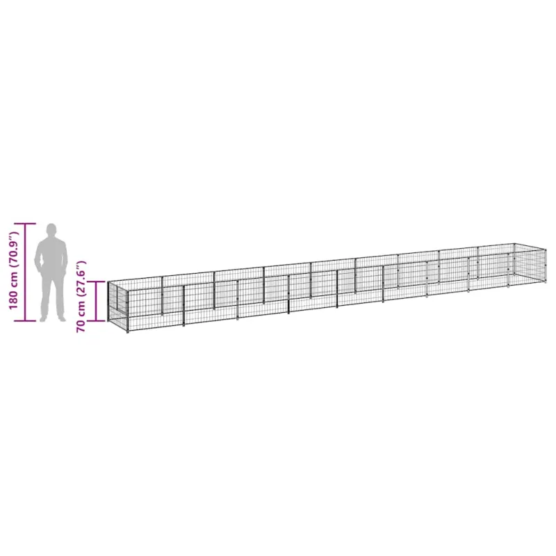 Voljeras šunims, juodos spalvos, 9m², plienas