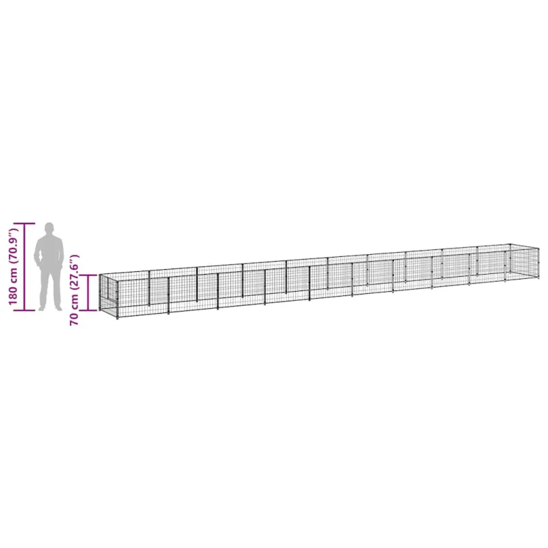 Voljeras šunims, juodos spalvos, 10m², plienas