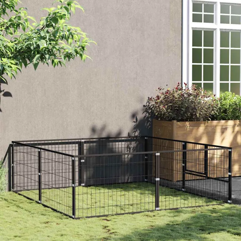 Voljeras šunims, juodos spalvos, 4m², plienas