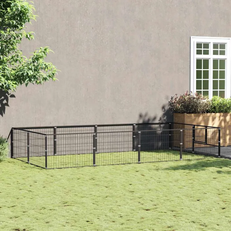Voljeras šunims, juodos spalvos, 8m², plienas