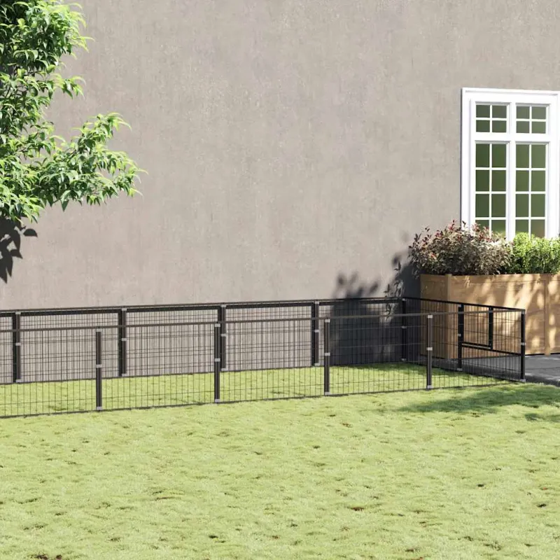 Voljeras šunims, juodos spalvos, 20m², plienas