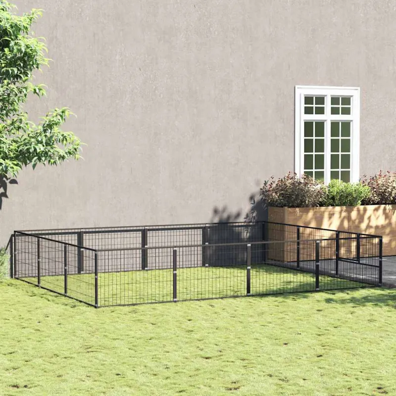 Voljeras šunims, juodos spalvos, 12m², plienas