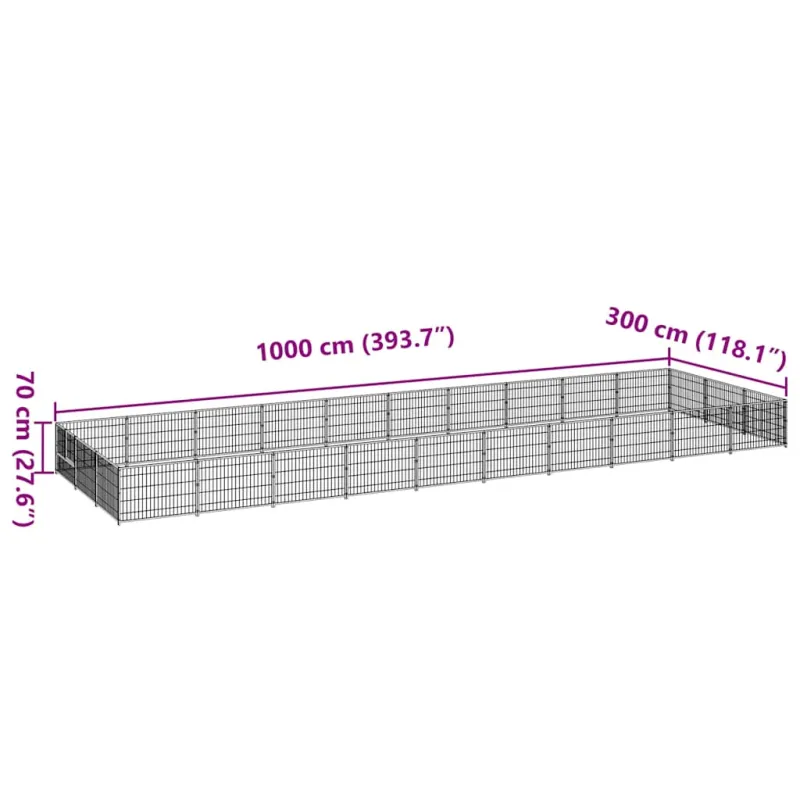 Voljeras šunims, juodos spalvos, 30m², plienas