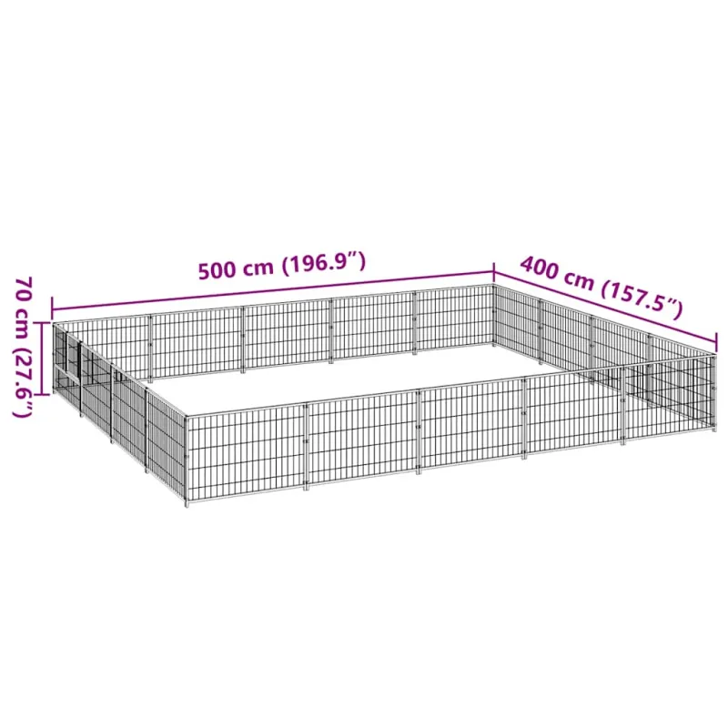 Voljeras šunims, juodos spalvos, 20m², plienas