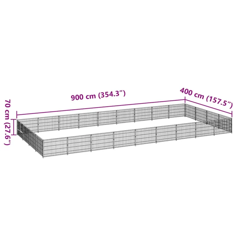 Voljeras šunims, juodos spalvos, 36m², plienas