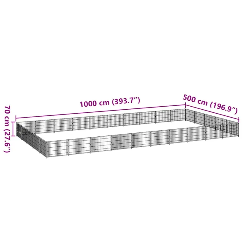 Voljeras šunims, juodos spalvos, 50m², plienas