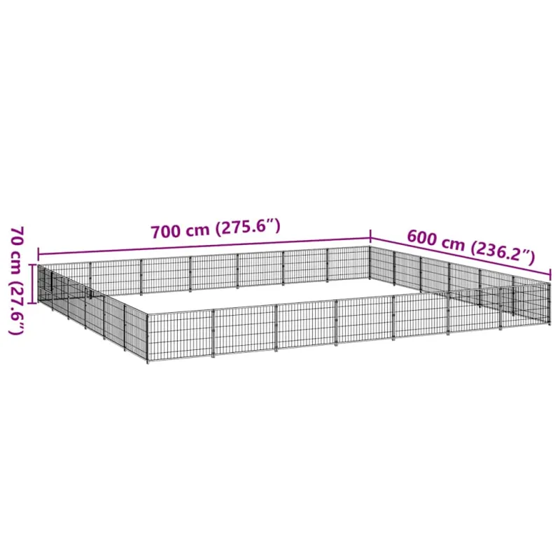 Voljeras šunims, juodos spalvos, 42m², plienas