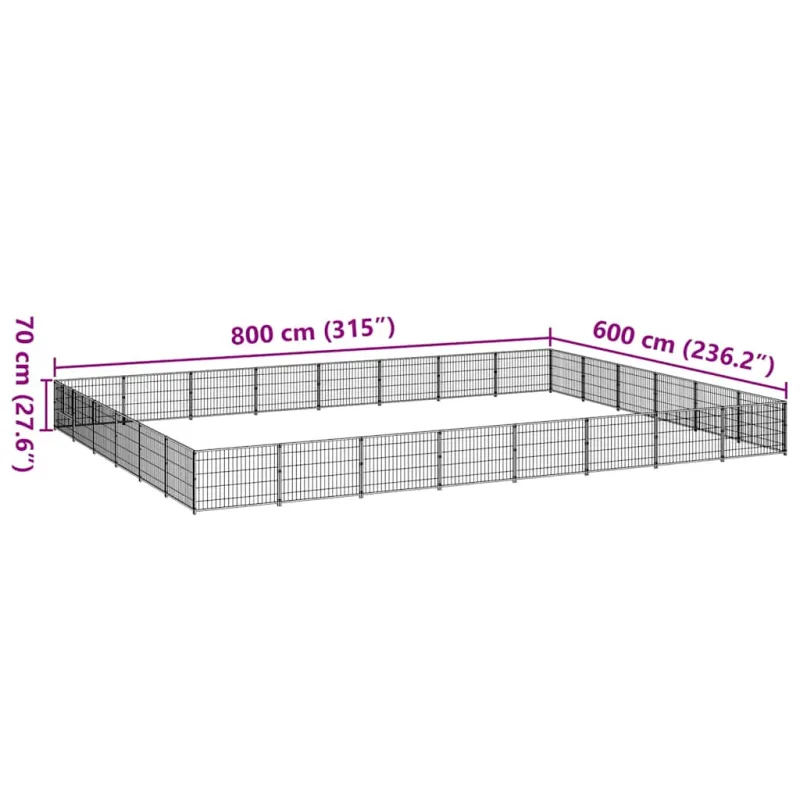 Voljeras šunims, juodos spalvos, 48m², plienas
