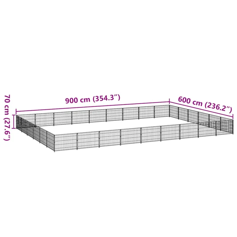 Voljeras šunims, juodos spalvos, 54m², plienas