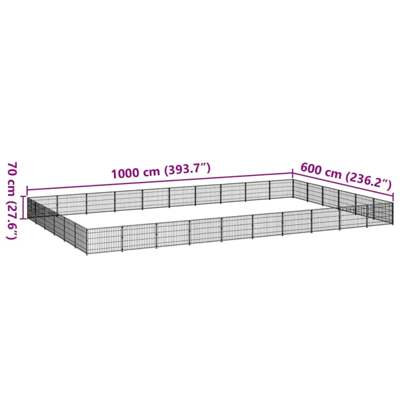 Voljeras šunims, juodos spalvos, 60m², plienas