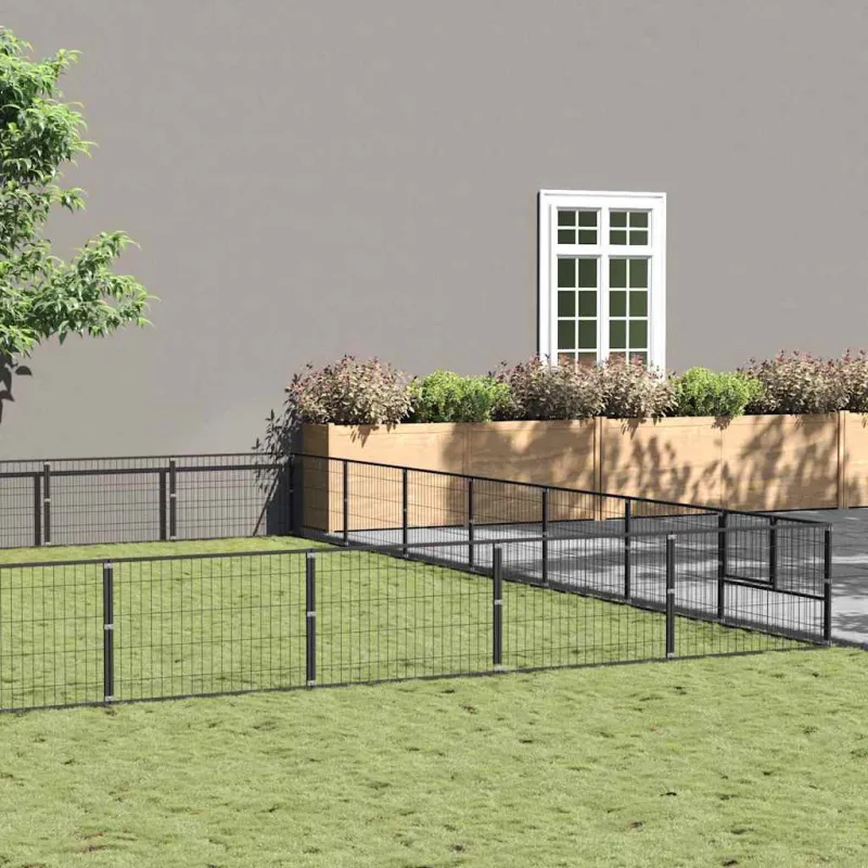 Voljeras šunims, juodos spalvos, 63m², plienas