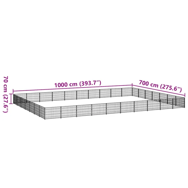Voljeras šunims, juodos spalvos, 70m², plienas