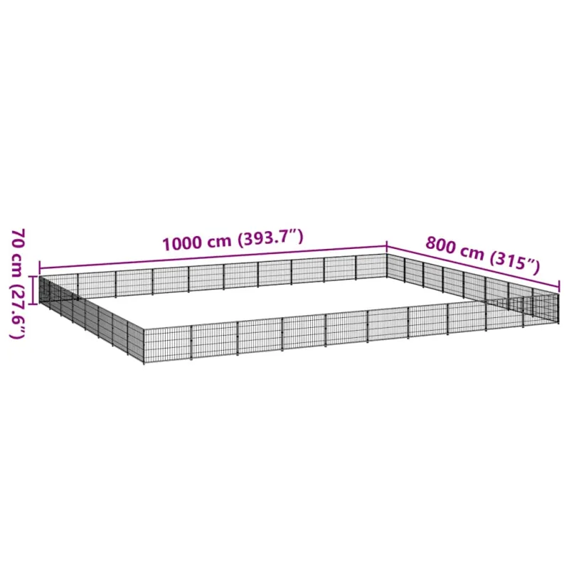 Voljeras šunims, juodos spalvos, 80m², plienas