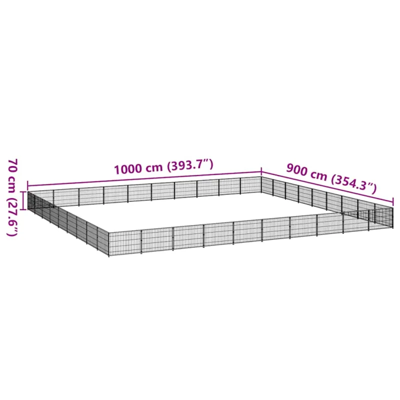 Voljeras šunims, juodos spalvos, 90m², plienas