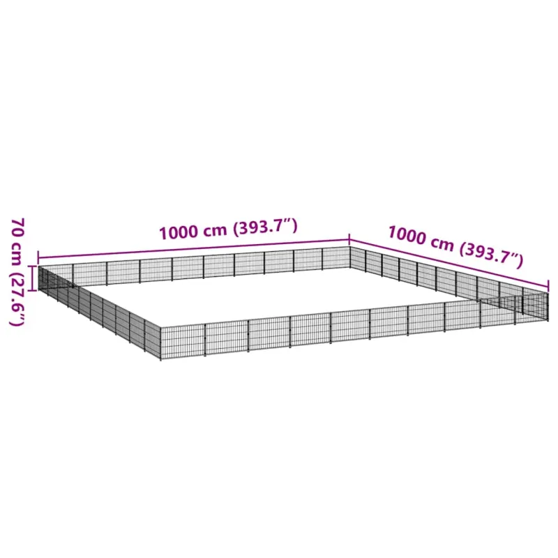 Voljeras šunims, juodos spalvos, 100m², plienas