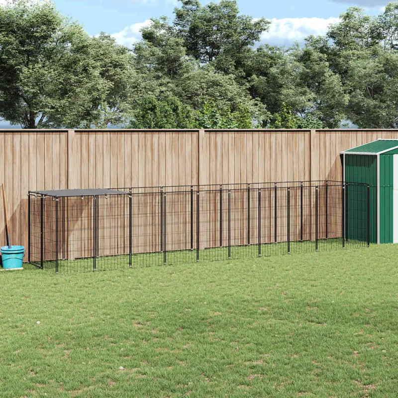 Voljeras šunims, juodos spalvos, 6,05 m², plienas