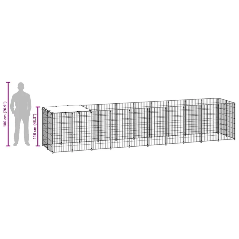 Voljeras šunims, juodos spalvos, 6,05 m², plienas