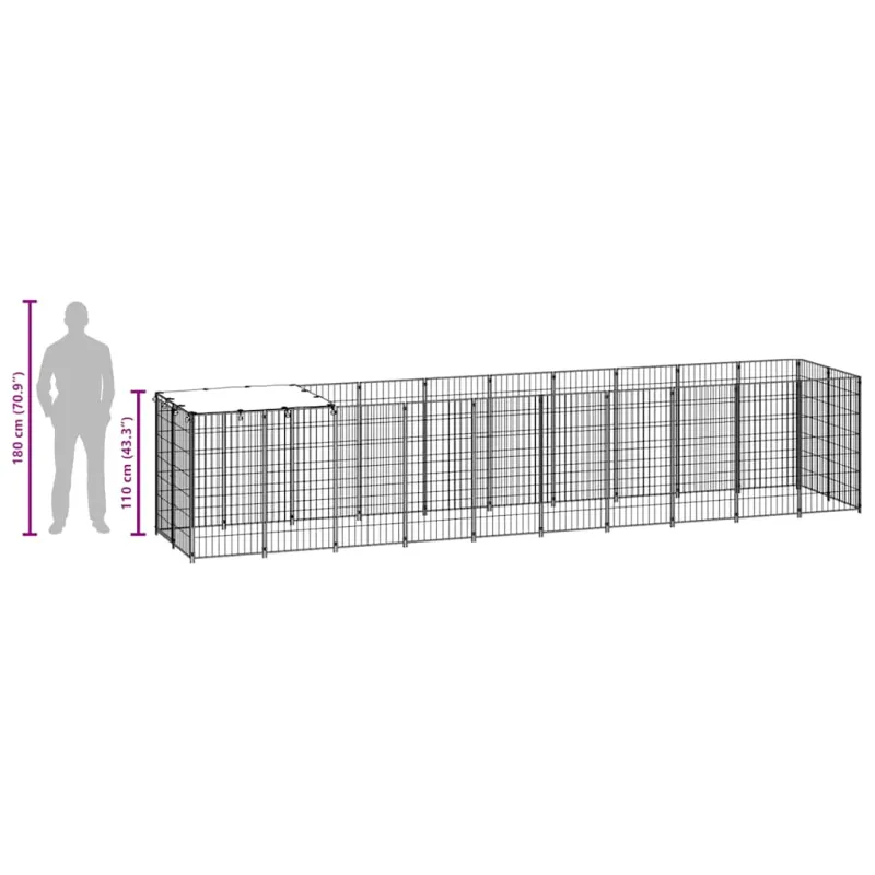 Voljeras šunims, sidabrinės spalvos, 6,05 m², plienas