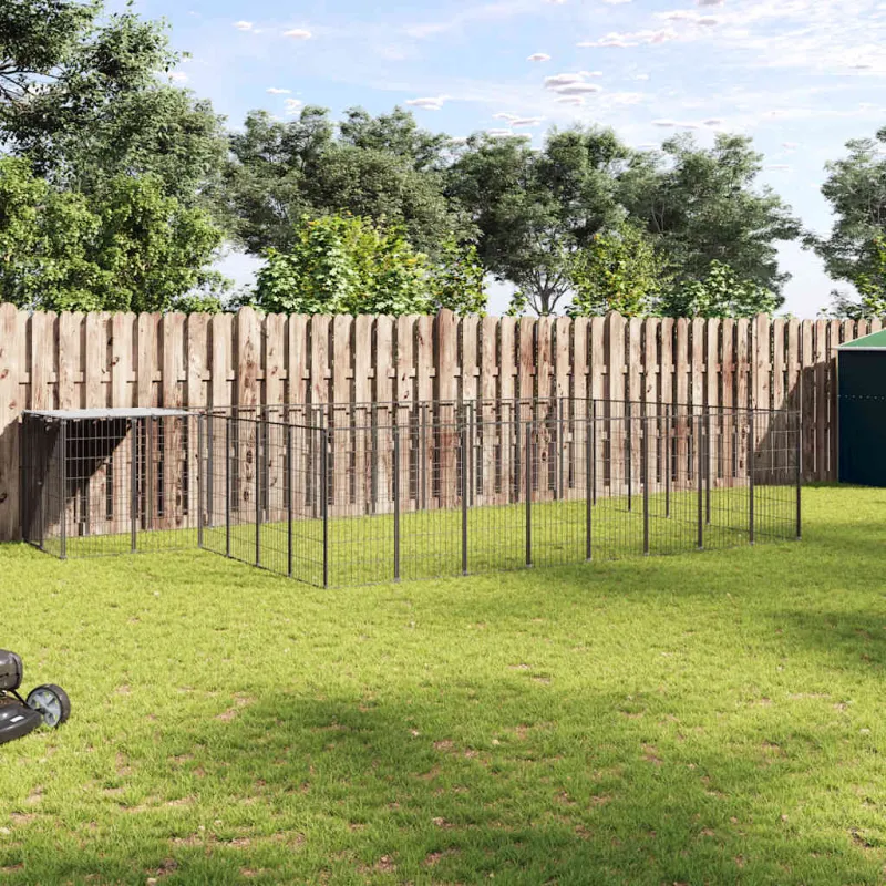 Voljeras šunims, juodos spalvos, 15,73 m², plienas