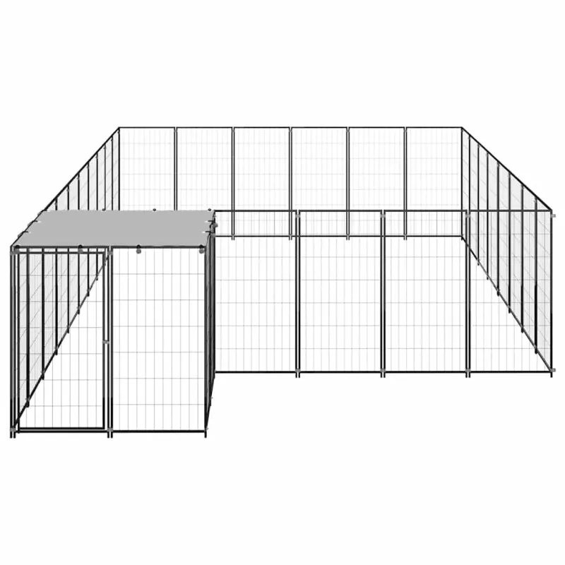 Voljeras šunims, juodos spalvos, 15,73 m², plienas
